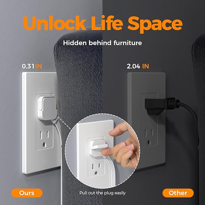 Surge Protector Power Strip, TESSAN 10 FT Extension Cord with 3 USB A Wall Charger, Ultra Thin Flat Plug with 4 Outlets, Slim Desktop Charging Station for Office, School, Home, Dorm Room Essentials