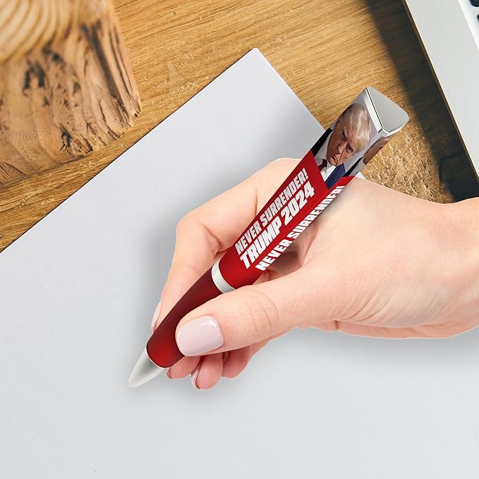 Trump Never Surrender Ballpoint Pen, MAGA, Trump Merchandise Donald Trump Gifts for Men & Women, Make America Great Again Donald Trump Never Surrender Pen - Imprinted In The USA (3-Sided Pen)