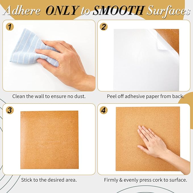Cork Board Tiles 12 x 12 in 0.5 in Thick Square Bulletin Boards Cork Tiles Bulk with Push Pins Mini Natural Self Adhesive Backing Corkboards for Wall Home Office Floor DIY(28 Pcs)