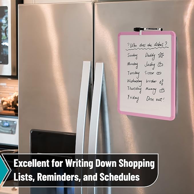 Mr. Pen- Dry Erase Board, 14” x 11” with a Black Dry Erase Marker, Pink Frame, Small White Board Dry Erase, Dry Erase Board Small Dry Erase Board, Magnetic Whiteboard, Small Whiteboard