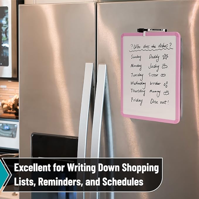 Mr. Pen- Dry Erase Board, 14” x 11” with a Black Dry Erase Marker, Pink Frame, Small White Board Dry Erase, Dry Erase Board Small Dry Erase Board, Magnetic Whiteboard, Small Whiteboard