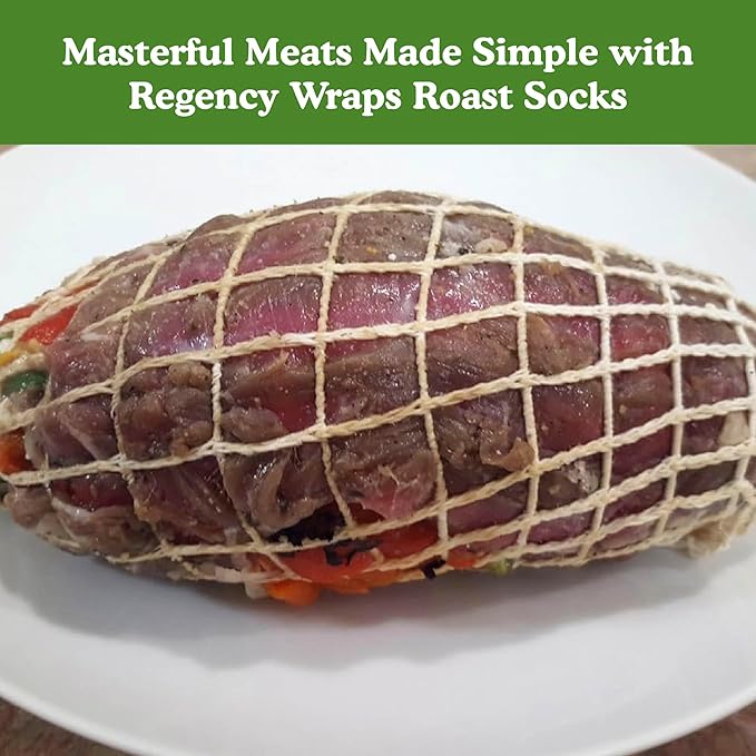 Regency Wraps Roast Sock, Elasticized Twine Tube For Forming Meat, Stuffed Chicken Breast, and Tenderloin, Cooking Made Simple, Perfect for Holidays, Christmas, and More, Natural, Pack of 2