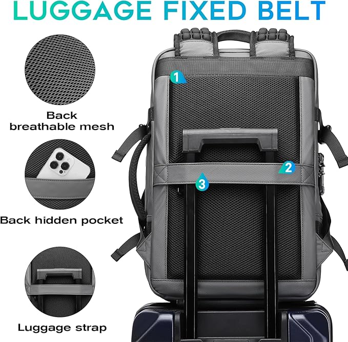 BANGE Airback Backpack,60L Expandable Travel Backpack Vacuum Compression with Air Pump, Waterproof and Anti-Theft Laptop Backpack for Hiking, Business and Travel