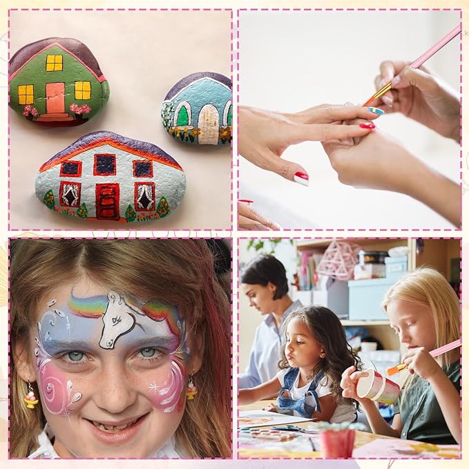 ESRICH Acrylic Paint Brushes Set, 20 Packs / 200 Pcs Nylon Hair Paint Brushes,Paint Brush Set Suitable for Oil,Watercolor,Rock Body Face Art, Kids Adult Perfect Art Painting Craft Paint Brush Kits.