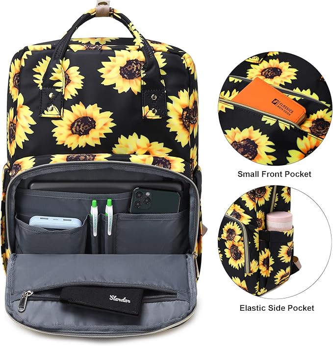 Sunflower Laptop Backpack College Bookbag School Backpack for Women Girls, Travel Backpack 15.6 Inch Computer Backpacks