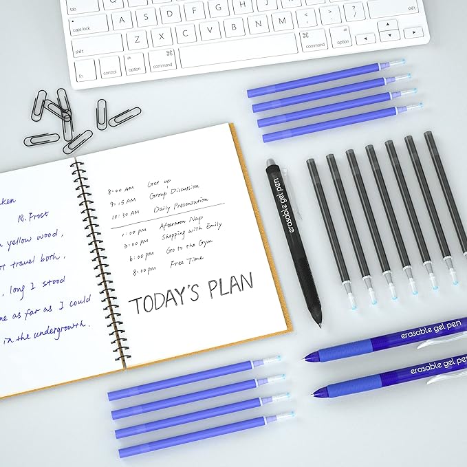 Vanstek 12 Pack 6 Blue 6 Black Erasable Gel Pen Refills, Gel Ink Refills Compatible with FriXion & Friction Erasable Pens, Fine Point 0.7 mm, Perfect for Writing Planner & Crossword Puzzles