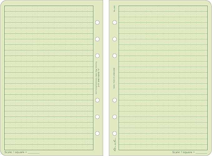 Rite In The Rain Weatherproof Loose Leaf Paper, 4.625" x 7", 32# Green, Universal Pattern, 100 Sheet Pack (No. 982)