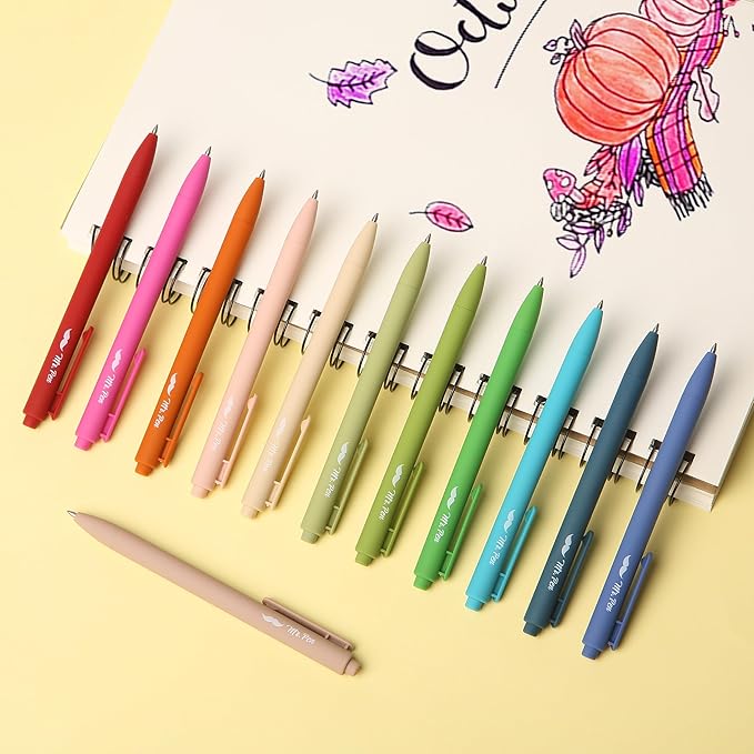 Mr. Pen- Retractable Gel Pens, 12 Pack, Vintage Colors, Gel Pens Fine Point 0.7mm, Retractable Pens, Cute Pens, Gel Ink Pens, Aesthetic Pens for Journaling, Colorful Pens, Fine Tip Pens