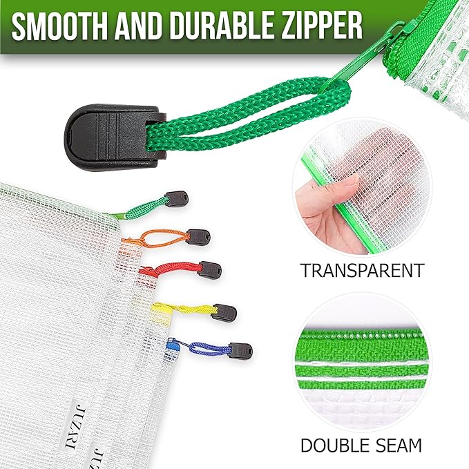 22 Pack Mesh Zipper Pouch Bags 10x14 inch - Plastic Zipper Pouches for Organizing - Document Bags With Zipper - Letter Size Zipper Pouch - Document Pouch With Zipper - Mesh Pouch With Zipper