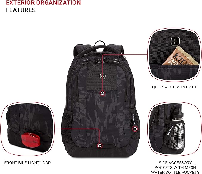 SwissGear Cecil 5505 Laptop Backpack, Black Cod/Camo, 18-Inch