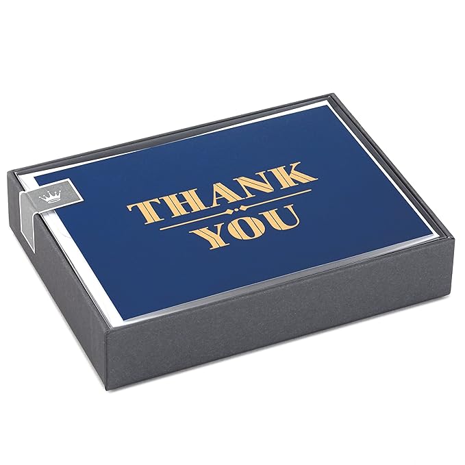 Hallmark Thank You Cards with Envelopes, Navy and Gold Foil (10 Thank You Notes) - 5STZ5022
