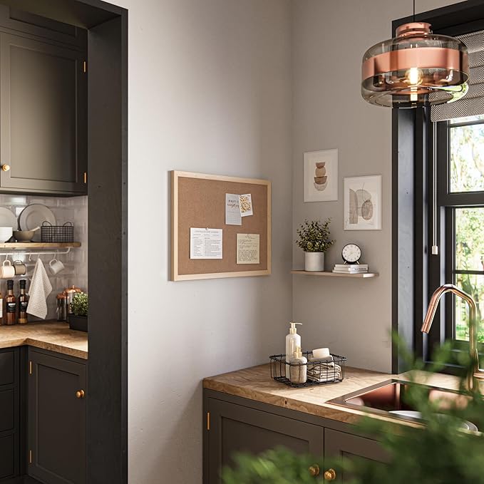 U Brands Cork Bulletin Board, 17 x 23 Inches, Light Birch Wood Frame (265U00-01)