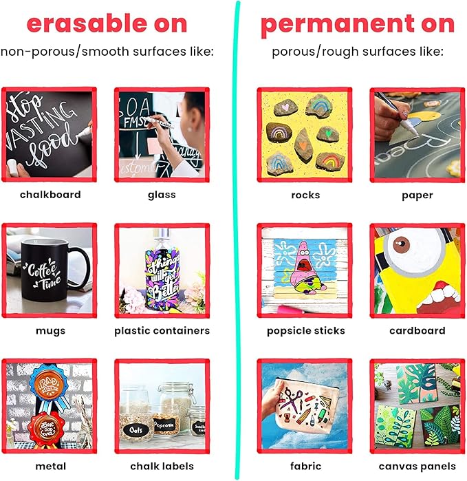 7 White Chalk Markers for Chalkboard Signs, Blackboard, Car Window, Bistro, Glass | 7 Variety Pack - Thin, Fine Tip, Bold & Jumbo Size Erasable Liquid Chalk Pens (1mm, 3mm, 6mm, 8mm, 10mm, 15mm, 30mm)