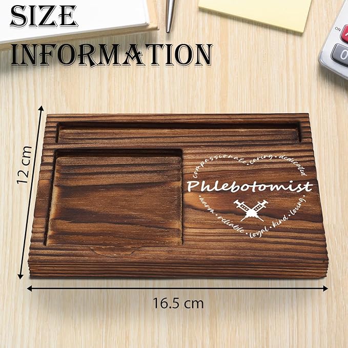 Phlebotomist Sticky Note Holder Wooden, Phlebotomist Gift Thank You Phleb Tech, Phlebotomy Technician Appreciation Gift, Medical Staff Gift Nurse Healthcare Worker Self-Stick Note Pad Holders TZP35