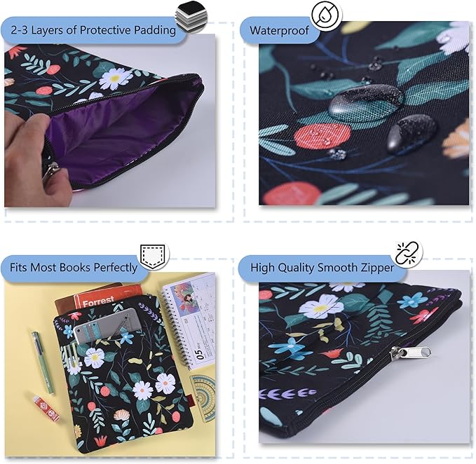 Book Sleeve for Book Lovers, Bookish Book Protector, Book Covers for Paperbacks, Washable Fabric, Book Sleeves with Zipper, Medium 11 Inch X 8.7 Inch