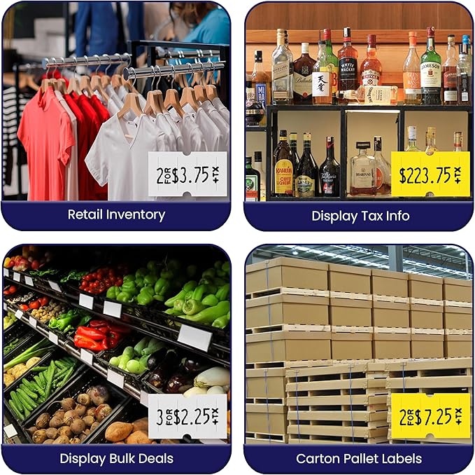 Perco Lite 1 Line Price Gun with Labels Kit - Includes 3 White Rolls, 3 Yellow Rolls, 2 Ink Rollers, 1 Ink roll and Labels Pre-Loaded