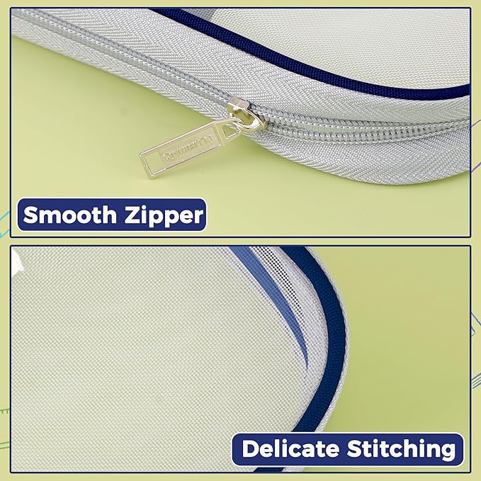 Pendancy Mesh Zipper Pouch 14.8x10.8 in Transparent Lightweight Nylon File Folders, A4 Size Multi-Layer Subject Document Organizer Accessories Storage Bag for Office and School Supplies(Dark Blue)