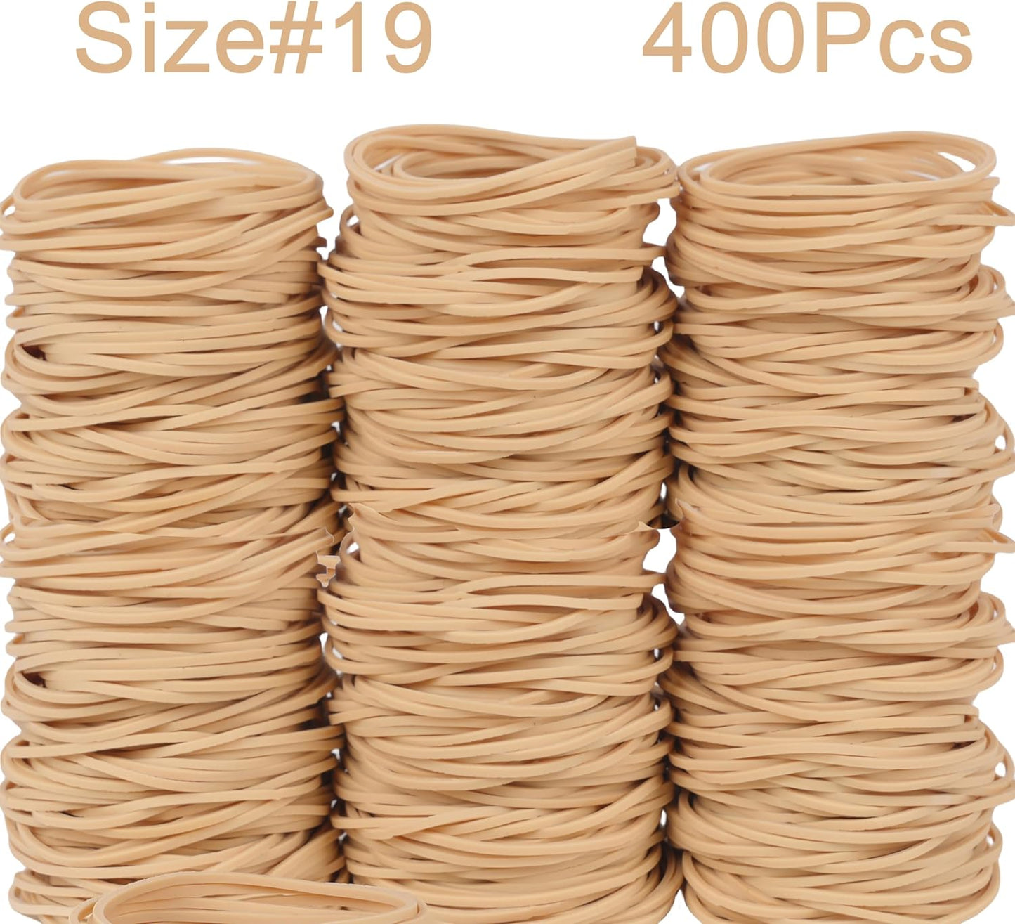 Rubber Bands Size #19, 400Pcs Approximately 0.45lb Elastic Band Beige Small Rubber Band Home Office Supplies(3-1/2" x 1/16'')