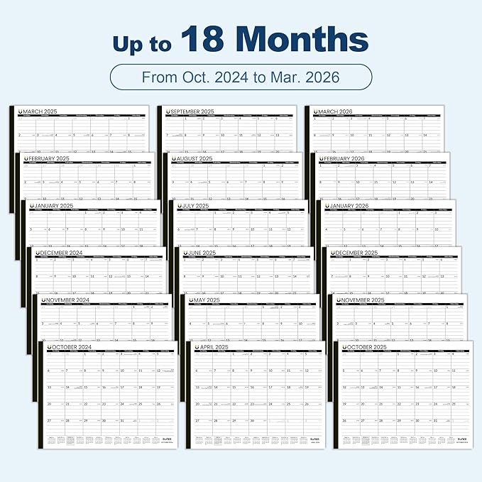 SUNEE 2025 Desk Calendar Large 22x17 from Now to March 2026, Extra Large Desktop Monthly Calendar Pad 18 Months For Teacher or Family, Desk Top Calendar, Black