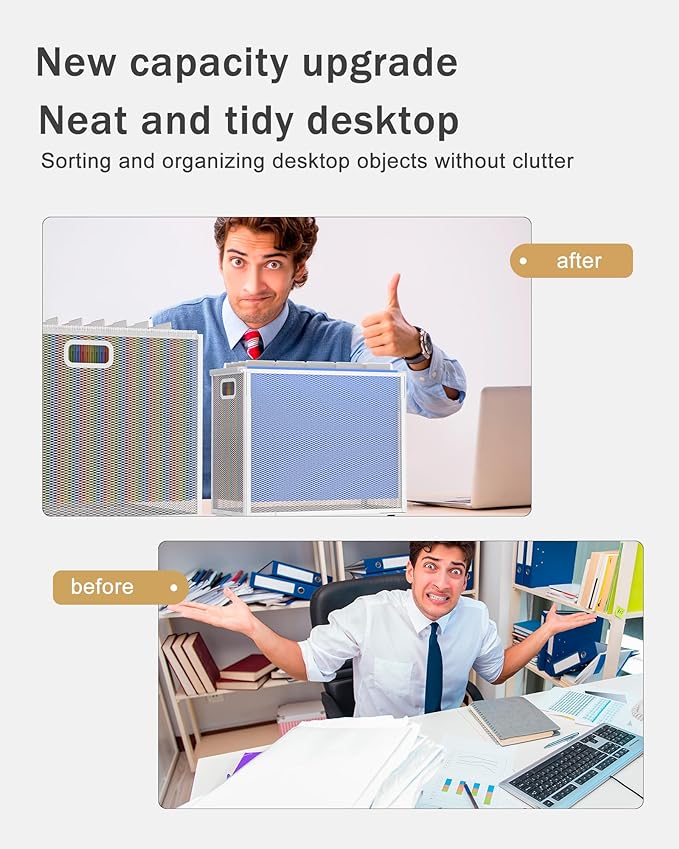 Oterri Hanging File Organizer, Metal File Organizer, Portable Desktop File Organizer for Letter Size Folder, Mesh Hanging File Crate for Office,Folders Not Included(Pure White,1 Pack)