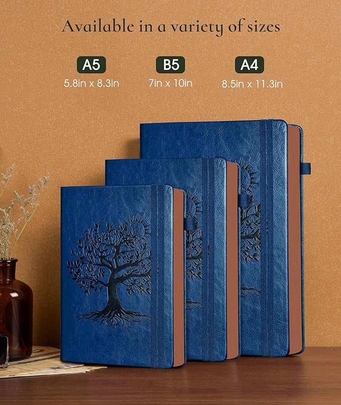 Vintage Leather Journal - 300 Page Lined Journal Notebook with Numbered Pages,A5 Notebook for Women Men,Travel Diary,Daily Journal for Writing, Note Taking, School & Work (5.8" x 8.3")