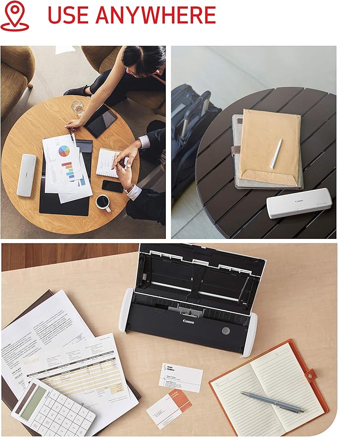 Canon imageFORMULA R10 Portable Document Scanner, 2-Sided Scanning with 20 Page Feeder, Easy Setup for Home or Office, Includes Software, (4861C001)