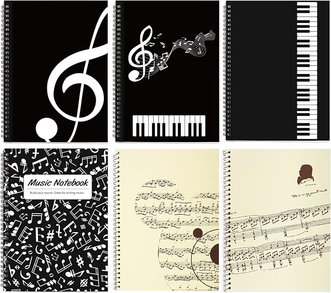 MAXCURY Blank Sheet Music Composition Manuscript Staff Paper Art Music Notebook Black 100 Pages 26x19cm