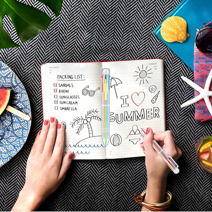 200 Pcs 6 in 1 Multicolor Ballpoint Pen Bulk 0.5 mm 6 Color Retractable Ballpoint Pen Colorful Ink Pen Party Favors Rainbow Pen for Nurses, Gel Ink Nurse Pens for Office School Students Kids (200)