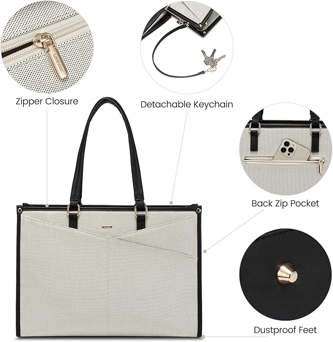 LOVEVOOK Laptop Bag for Women, 15.6 inch Laptop Tote Work Bag Cancas Casual Handbag for Travel Lightweight Shoulder Bag,Jacquard