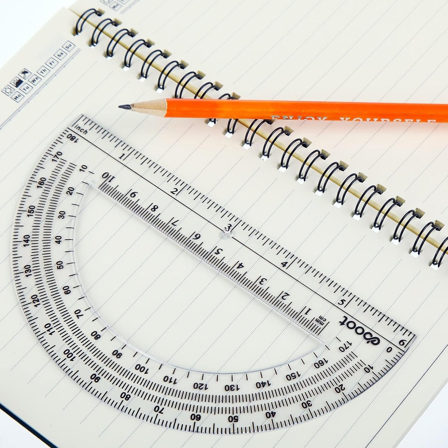 EBOOT 24 Pack Plastic Protractors Math Protractor 180 Degrees 6 Inch (Clear)