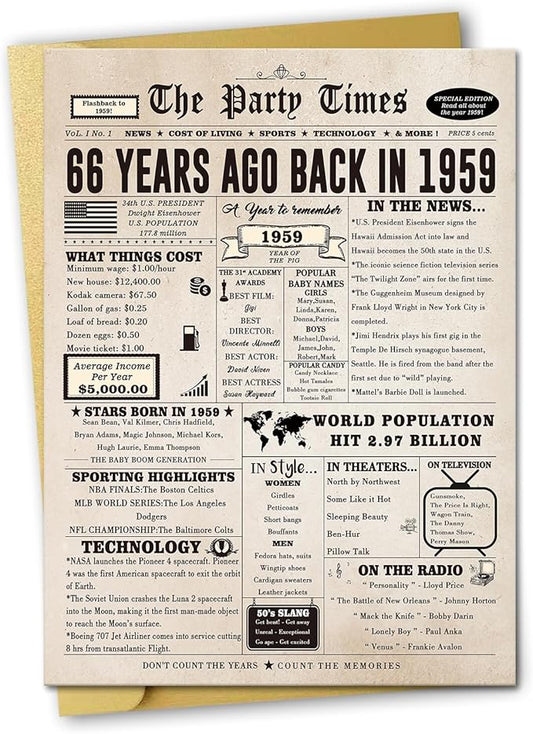 Ziwenhu Large 66th Birthday Card for Him Her,Funny 66th Birthday Decorations for Women Men, 66th Birthday Gifts for Husband Wife, Vintage Birthday Card for 66 Year Old Card