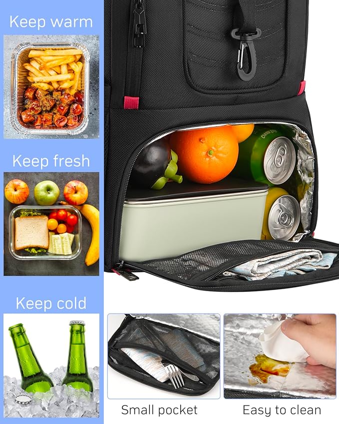 YAMTION 17.3 Inch Laptop Insulated Backpacks with Cooler Compartment,Men Work Cooler Backpack Insulated Lunch Bag for Teens Boys with Charging Port for Gym College Travel