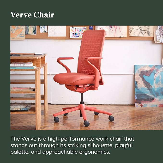 Branch Verve Chair - High Performance Executive Office Chair with Contoured Seat Back and Adjustable Lumbar Rest - High Density Foam Cushion with Aluminum Base - Up to 275 lbs - Coral