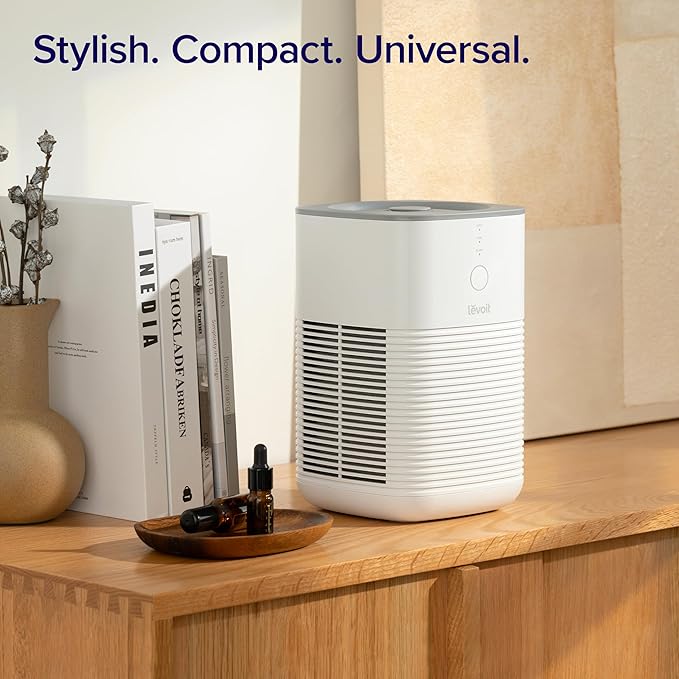 LEVOIT Air Purifier for Home Bedroom, Fresheners Filter Small Room Cleaner with Fragrance Sponge for Smoke, Allergies, Pet Dander, Odor, Dust Remover, Office, Desktop, Table Top, 1 Pack, White