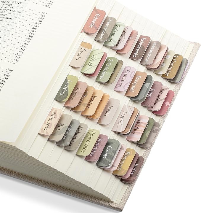 Mr. Pen- Spanish Bible Tabs, 75 Tabs, Boho Theme, Laminated Bible Tabs for Women and Men, Bible Tabs in Spanish, Bible Tabs Spanish, Bible Tabs for Study Bible, Bible Index Tabs, Mr Pen Bible Tabs
