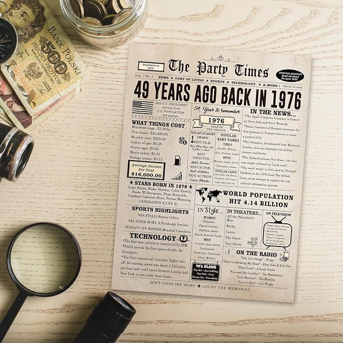 Happy 49th Birthday Card for Women Men, Funny 49 Year Old Birthday Gifts Card for Husband Wife Him Her, Retro 49th Bday Decorations