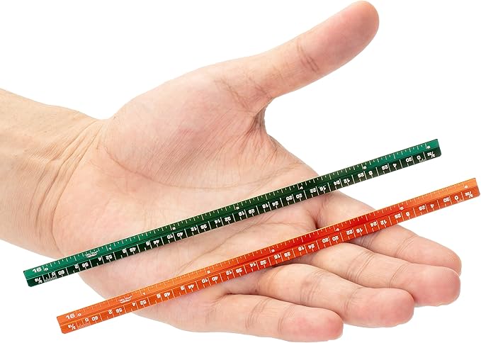 Mr. Pen- Small Architectural Scale Ruler, Aluminium, 6 Inch, 2 Pack, Green and Orange, Pocket Size Ruler, Triangle Ruler, Metal Ruler Set, Architect Scale Ruler for Blueprints