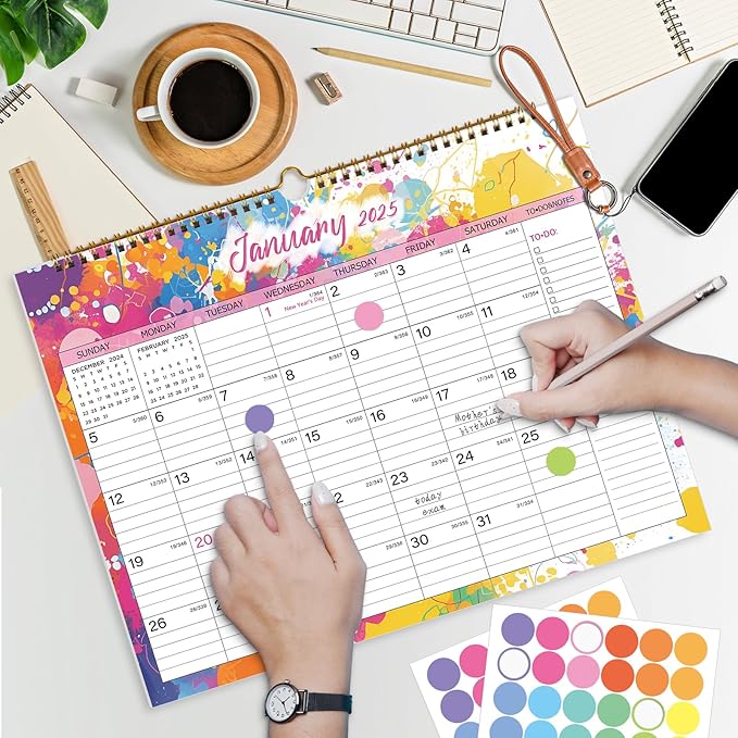 2025 Calendar 12 Month Wall Calendar 2025, Jan to Dec 2025 Calendar with Julian Dates, 14.8" X 11.5" (2025 Wall Calendar Colorful)