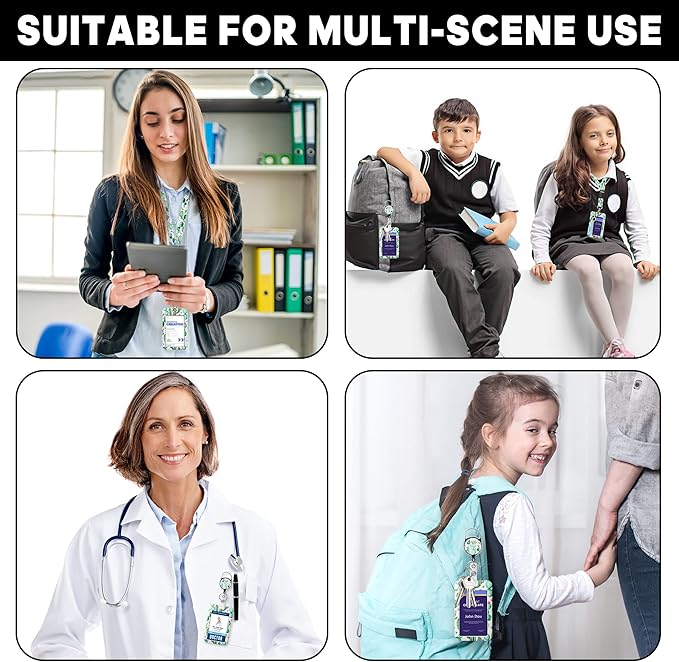 Cute ID Badge Holder with Lanyard Retractable Badge Reel Clip Funny Lanyards for ID Badges Name Tags Retractable Keychain for Office Teacher Doctor Student Women Men Nurse Accessories for Work