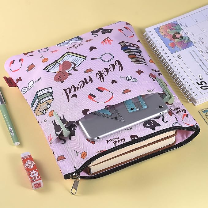 Book Sleeve for Book Lovers, Bookish Book Protector, Book Covers for Paperbacks, Washable Fabric, Book Sleeves with Zipper, Medium 11 Inch X 8.7 Inch