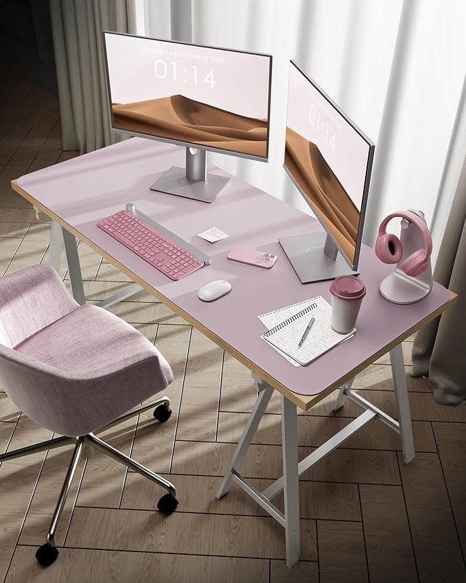 YsagI Large Leather Desk Mat, Mouse Pad, Non-Slip PU Leather, Waterproof Writing Pad, Laptop & Office use (Grayish Lavender, 47.2" x 23.6")