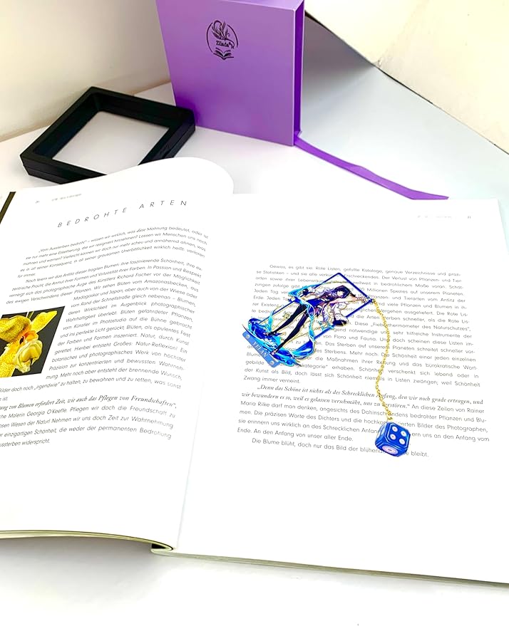 Metal Bookmarks - Genshin Impact Yelan Bookmarks with 3D Display Box - Ideal Birthday Gifts for Book Lovers