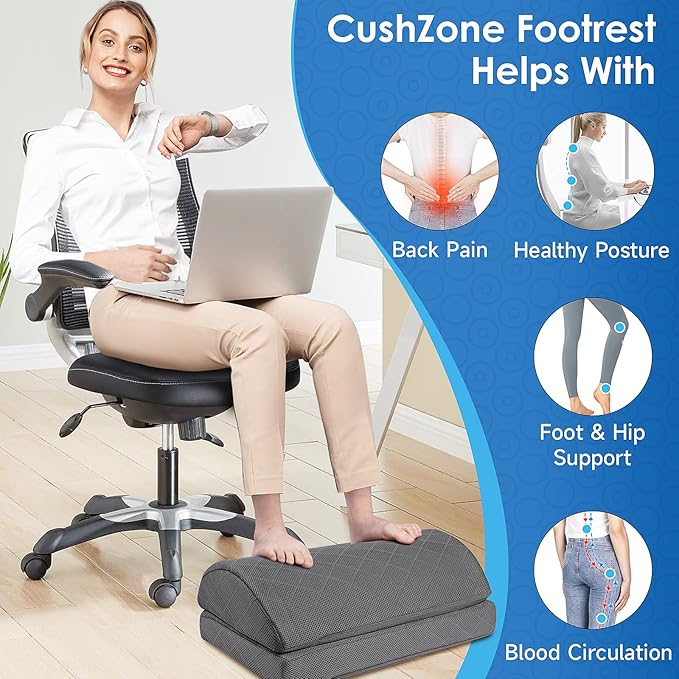 Foot Rest,Desk & Gaming Accessories,Foot Rest for Under Desk at Work,Comfortable Footrest with 2 Adjustable Heights & Removable Cover, Office Desk Accessories（Gray）
