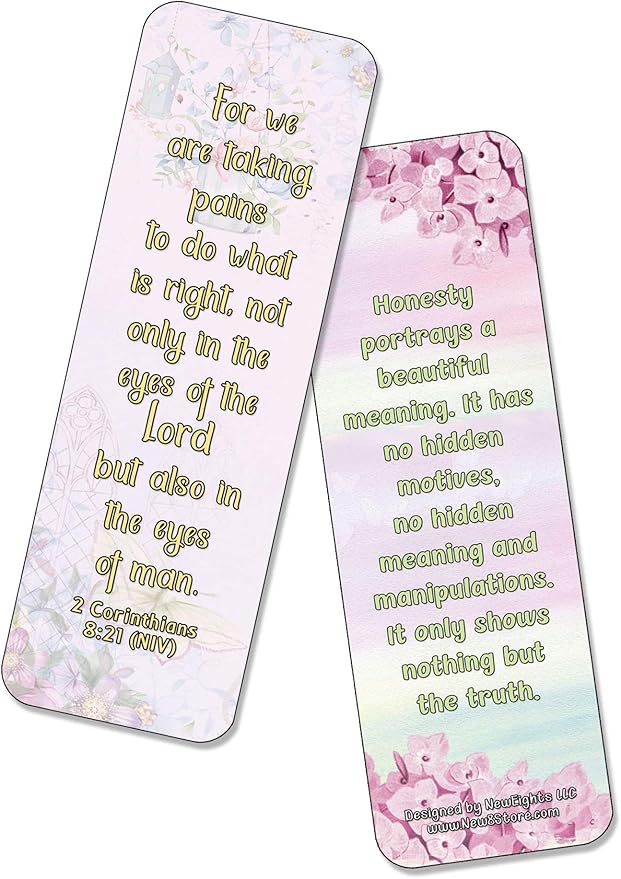 NewEights Famous Verses and Quotes on Honesty (12-Pack) – Daily Motivational Card Set – Collection Set Book Page Clippers – Ideal for Church Events