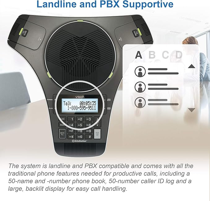 VTech VCS702 ErisStation DECT 6.0 Conference Phone with Two Wireless Mics Using Orbitlink Wireless Technology