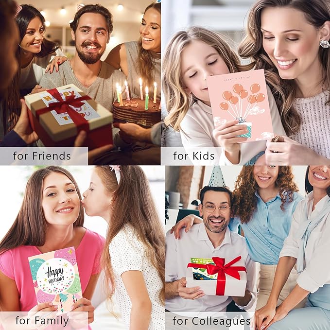 Birthday Cards,25 Pcs Blank Cards with Envelopes & Stickers,25 Design,4x6 Inches Happy Birthday Card,Birthday Card for Kids,Friends,Family and Colleagues