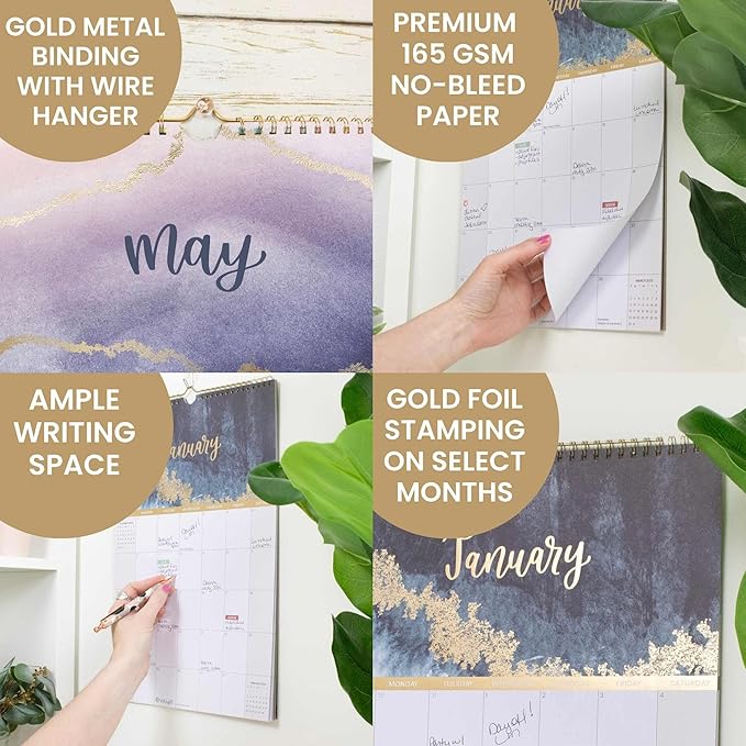 bloom daily planners 2025 Calendar Year Monthly Hanging Wall Calendar (January 2025 through December 2025) - Large 11” x 17” - Watercolor