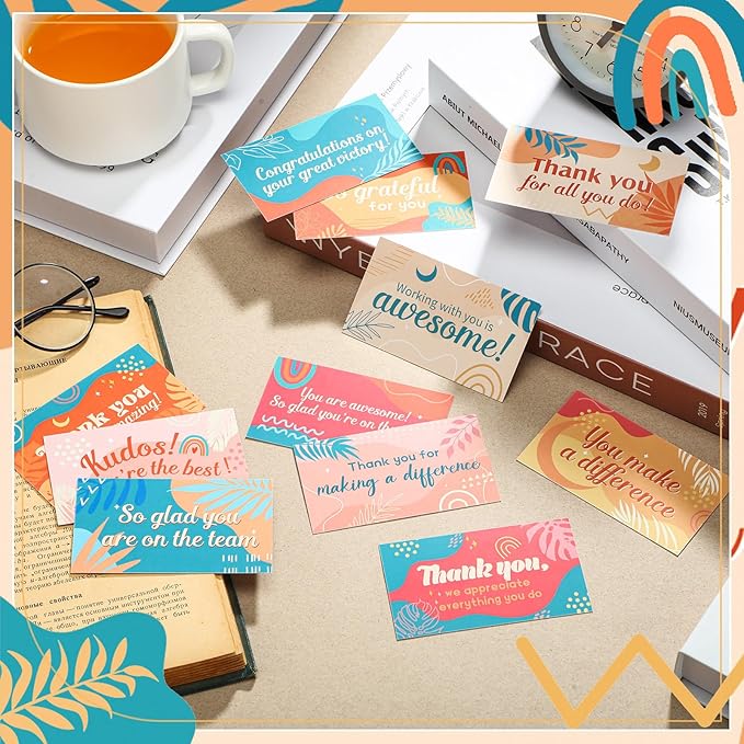 Yeaqee 240 Pcs Employee Appreciation Kudos Cards Funny Blank Back Motivational Card Encouragement Thank You Note Recognition Card for Teacher College Affirmation Gift(Retro)
