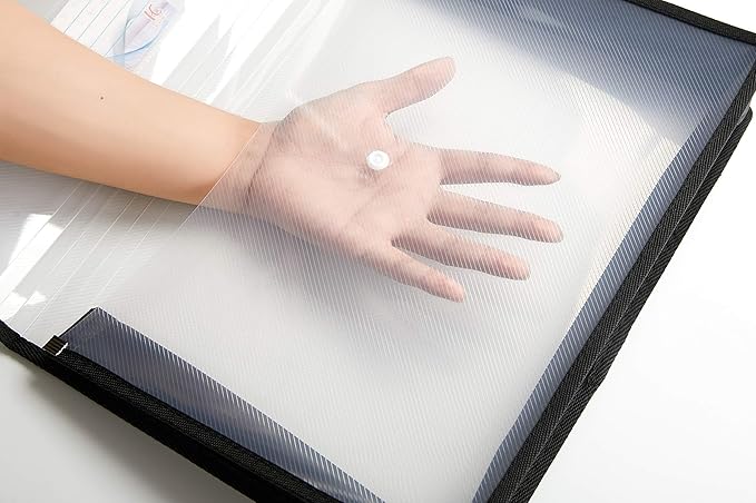 Plastic File Folder Poly Envelope Expanding File Wallet Document Folder with Snap Button Closure, Legal Size, 5 Pack Large Waterproof Accordion File Pouch (Transparent&Black)