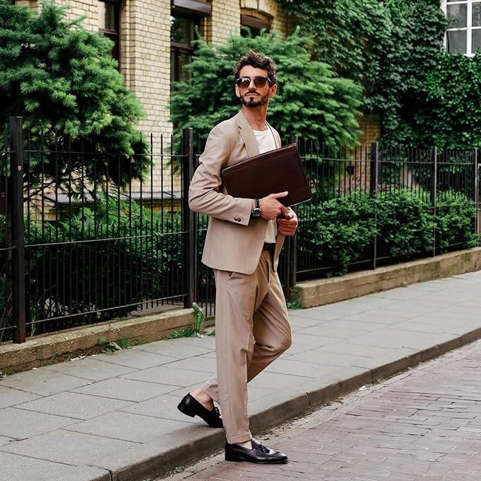 Time Resistance Leather Portfolio - A4 Document Folder - Padfolio - Italian Handcrafted Organizer Folio - Gift Box Included